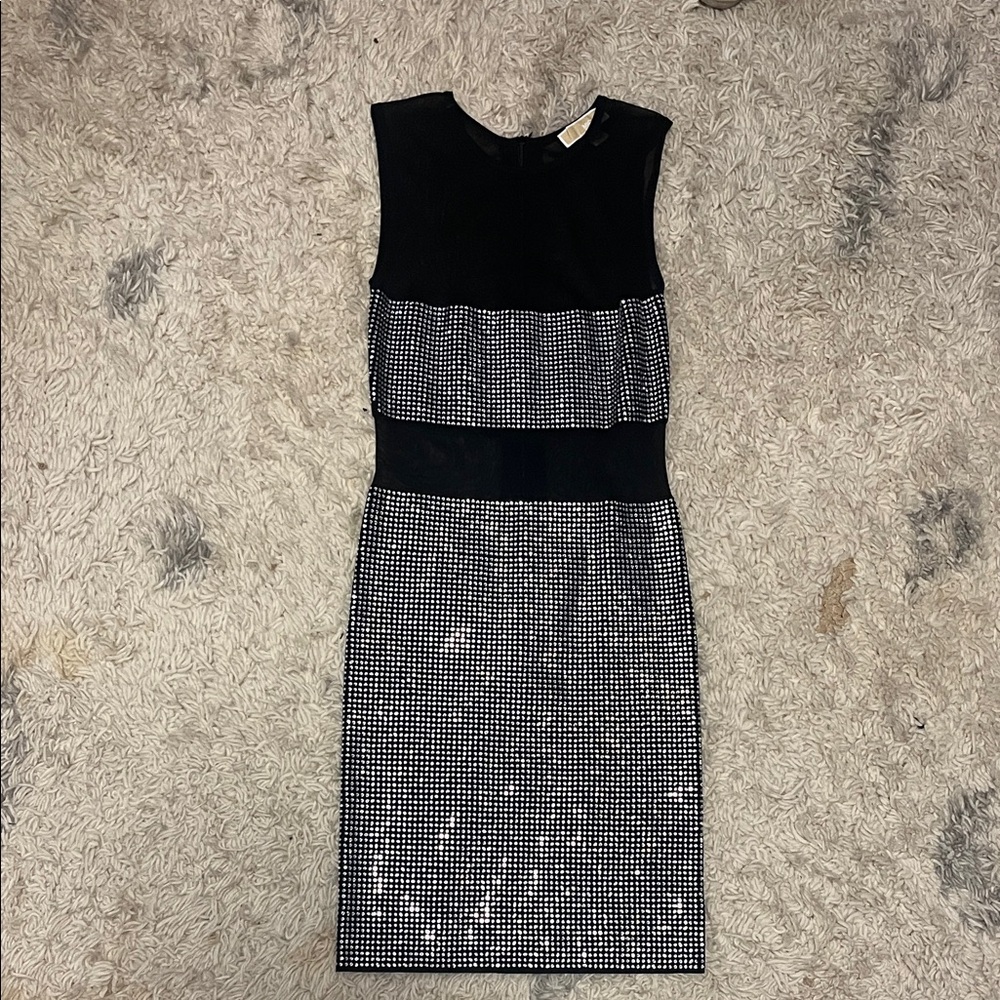 Elegant Black and White Midi Dress